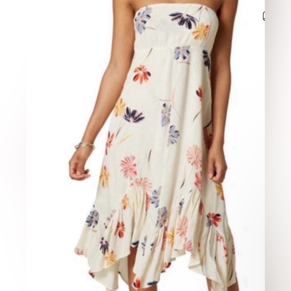 O'Neill Asymmetrical Dress in Cream with Floral Print